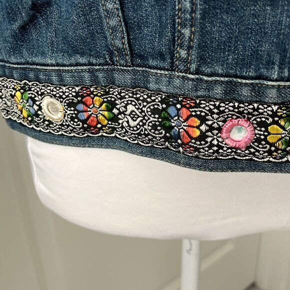 House of Blues Vintage Original Cambridge Ma 1992 Denim Jacket Multi Trim SZ M - Picture 2 of 11